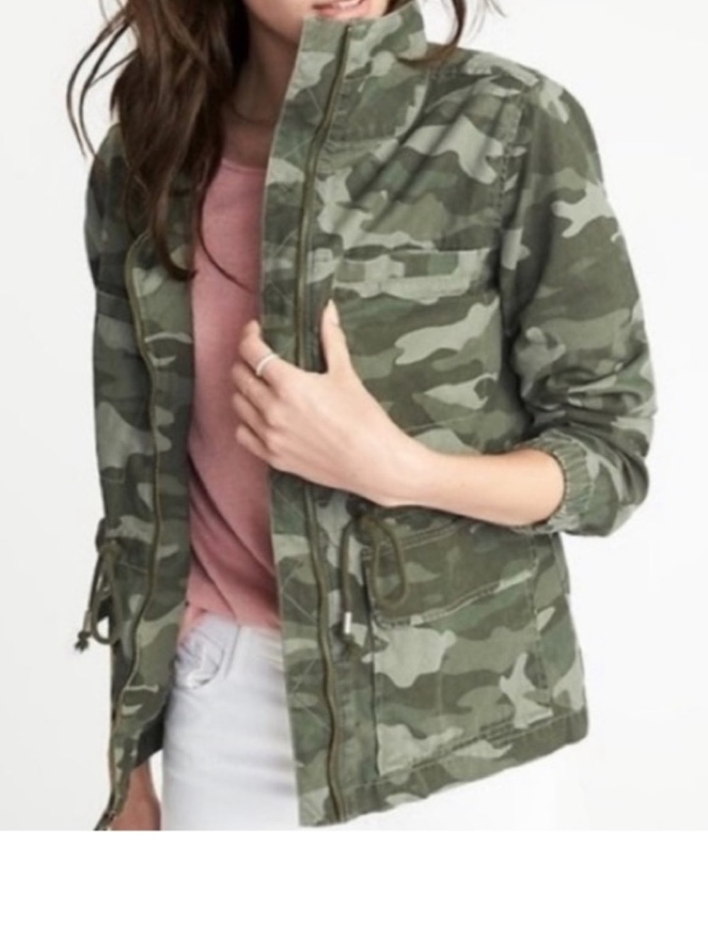 Old Navy Olive Green Camouflage Cotton Lightweight Utility Jacket, size Small P